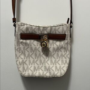 Michael Kors Cream and Brown Crossbody Bag
